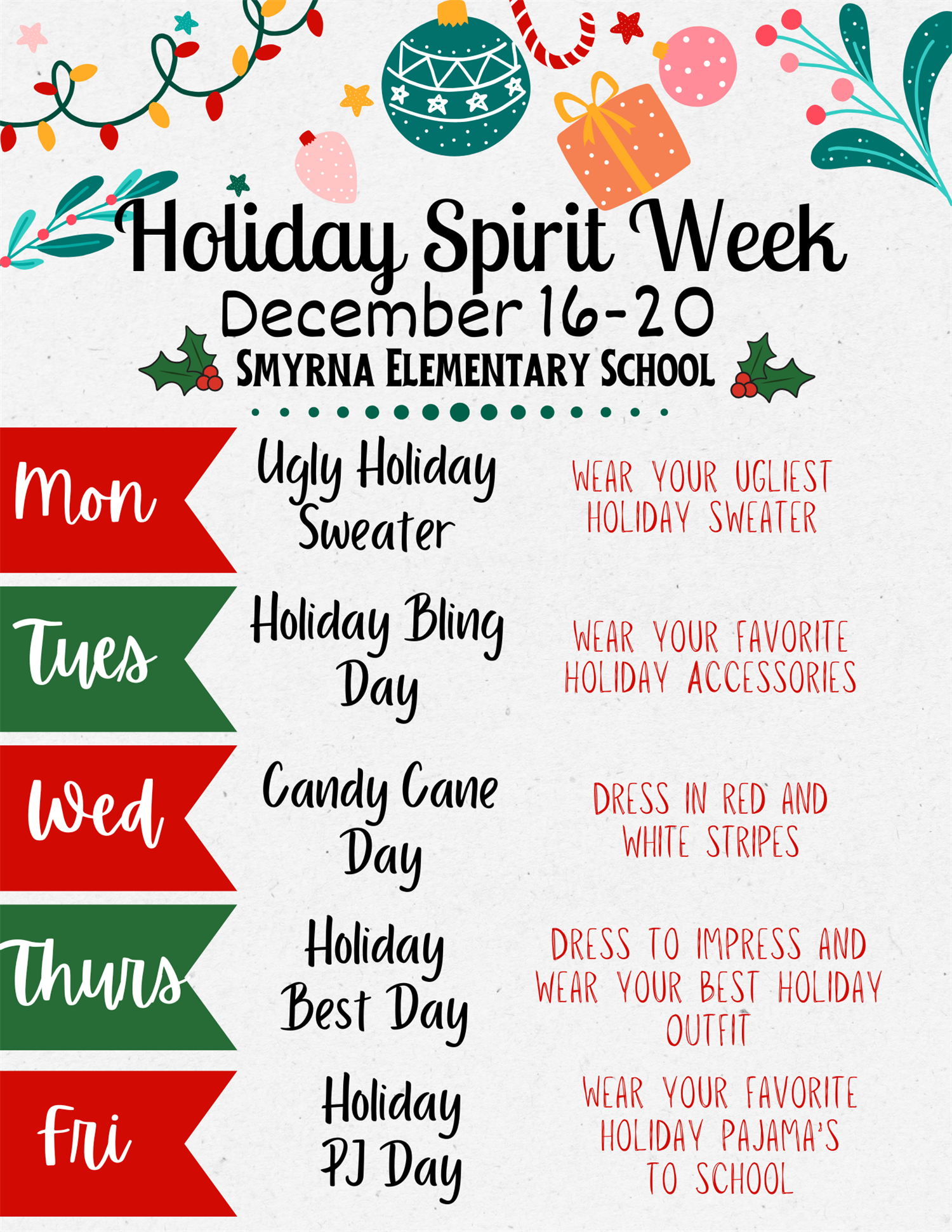  2024 Holiday Spirit Week